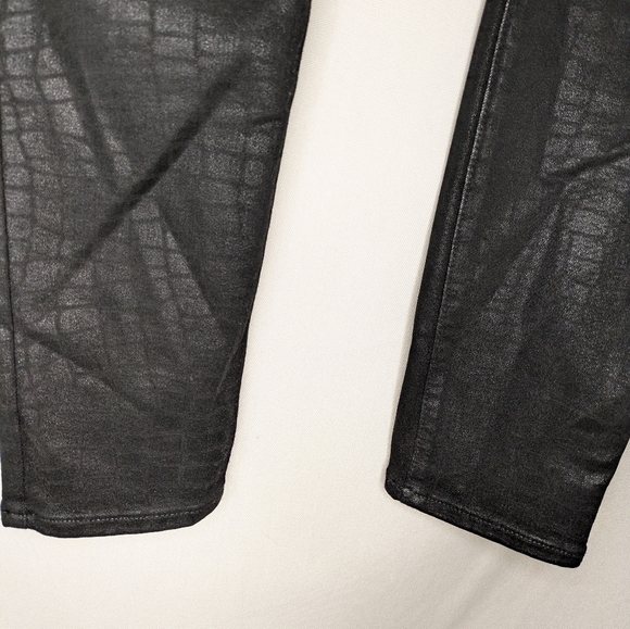 PAIGE Hoxton Ultra Skinny Black Croc Luxe Coating Black Denim Jeans Womens 28 - Picture 6 of 12